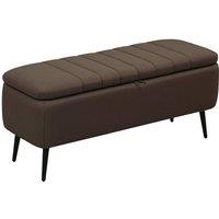 KORVIXA Dark brown Storage Ottoman Linen Fabric Bench | Size: 0.6m2
