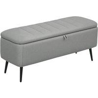 KORVIXA Light Grey Storage Ottoman Linen Fabric Bench | Size: 0.6m2