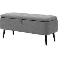 KORVIXA Grey Storage Ottoman Linen Fabric Bench | Size: 0.6m2