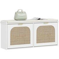 KORVIXA Shoe Bench with Seat Cushion White | Size: 0.6m2