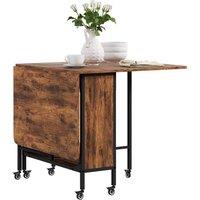 KORVIXA Rustic Brown Extendable Dining Table with Wheels | Size: 0.6m2