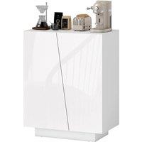 KORVIXA White Storage Cabinet for Bedroom High Gloss Sideboard | Size: 0.6m2