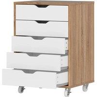 KORVIXA Oak Vertical Filing Cabinet with 5 Drawers in Light Oak | Size: 0.6m2