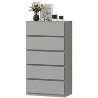 KORVIXA Chest of Drawers, Modern 5 Drawers Dresser for Bedroom in Grey | Size: 0.6m2