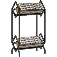 KORVIXA 50 CD Storage Rack, 2-Tier Metal CD Storage Unit in Black | Size: 0.6m2