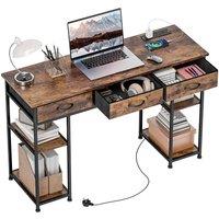 KORVIXA White Rustic Brown Computer Desk with Fabric Drawers | Size: 0.6m2