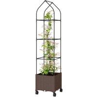 KORVIXA Raised Garden Bed with Trellis in Brown | Size: 100g
