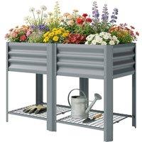 KORVIXA Raised Garden Bed with Storage Shelf in Grey | Size: 100g