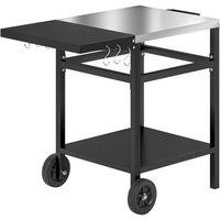 KORVIXA BBQ Trolley with Foldable Side Table in Black | Size: 0.6m2