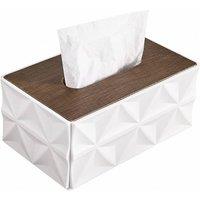 VOGREX Brown Plastic Square Tissue Box Lid Large Capacity Bathroom in White
