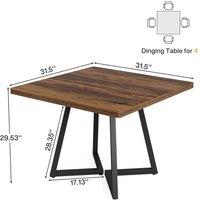 VOGREX Square Dining Table for 4 People Small Dining Room Table in Brown