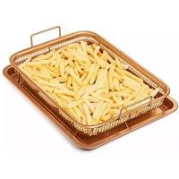VOGREX Non-Stick Copper Crisper Tray Mesh Oven Baking Chips Basket