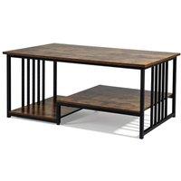 VOGREX Modern Long Cocktail Snack Table Metal Frame in Brown