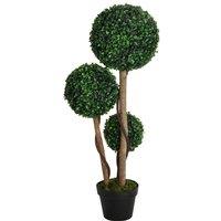 VOGREX 90cm Artificial Boxwood Ball Topiary Tree, Indoor & Outdoor in Green