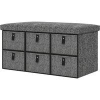 VOGREX Dark Grey Fabric Drawer Shoe Bench with Seat