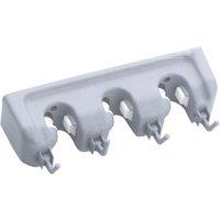 VOGREX 3 Racks Wall Mount Broom Mop Holder Set Kitchen Storage in Grey