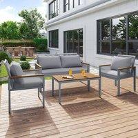 Tokpiedi Modern Outdoor Rattan Wicker Leisure Lounge Set in Light Grey
