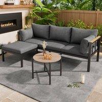 Tokpiedi Modern Outdoor Rattan Wicker Leisure Lounge Set in Dark Grey