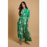 Oasis Women's Petite English Rose Garden Shirt Dress in Green | Size: 6