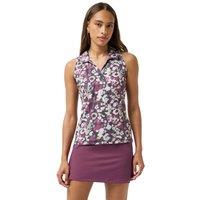 Travis Mathews Women's Feather Printed Sleeveless Golf Polo Shirt in Plum | Size: Medium