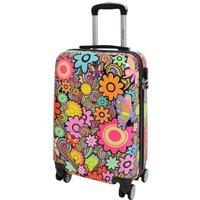 House of Leather Women's Four Wheel Suitcase Hard Shell Flower Print | Size: Medium