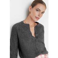 WOVCOR Women's Soft Textured Button Front Knit Cardigan in Dark Grey | Size: Large