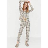 WOVCOR Women's 2-Piece Argyle Print Cotton Knit Pajama Set in Beige | Size: XS