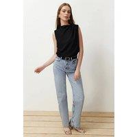 WOVCOR Women's Draped Shoulder Shell Top in Black | Size: 6