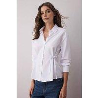WOVCOR Women's Button Front Woven Shirt with Waist Tie Detail in White | Size: 8