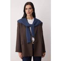 WOVCOR Women's Knit Shawl Style Sweater Layer in Dark Blue