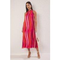 WOVCOR Women's Printed High Neck Sleeveless Midi Dress in Pink | Size: 10