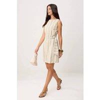 WOVCOR Women's High Neck Striped Bodycon Mini Dress | Size: 8