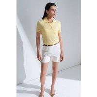 Dilvin Women's High-Waist Tailored Poplin Shorts With Belt in White | Size: Medium