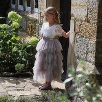 UK Flower Girl Boutique Girl's Bohemian Princess Dress in Light Grey | Size: 6-12 m