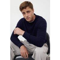 WOVCOR Men's Crew Neck Raglan Sleeve Knit Jumper in Navy | Size: Medium