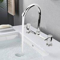 KORVIXA Kitchen Sink Mixer Taps 2 Hole Deck in Silver | Size: 1000mm 2000mm