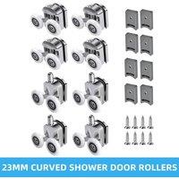 NESTLUNE 8pc Shower Screen Door ROLLERS Runners Wheels in Silver | Size: 10000mm x 520mm