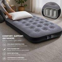 VOGREX Single Flocked Inflatable Camping Air Mattress in Grey