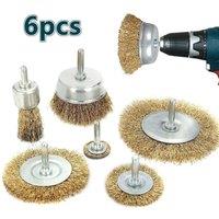 VOGREX 6 Pack Wire Cup Brush Set for Drill, Rust & Paint Removal
