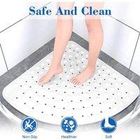 KORVIXA Non Slip Sector Rubber Corner Bath Mat in White