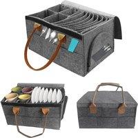 NESTLUNE Plate Holder For Motorhome Boat Cupboard Tableware Storage Bag in Grey