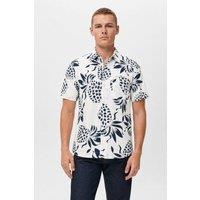 Little Nooks Men's Nicoya Short Sleeve Pineapple Print Shirt in White | Size: XL