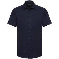 Russell Men's Collection Short Sleeve Easy Care Tailored Oxford Shirt in Navy | Size: 18 inches