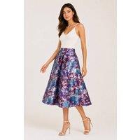 Cutie London Women's Floral Print Midi Skirt in Blue | Size: 10