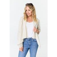 Izabel London Women's 3/4 Sleeve Relaxed Waterfall Cardigan in Beige | Size: 14