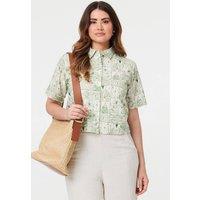 Izabel London Women's Abstract Short Sleeve Cropped Shirt | Size: 10