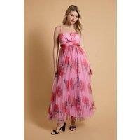 Oasis Women's Pleated Mesh Maxi Dress in Lilac | Size: 16