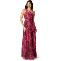 Adrianna Papell Women's Printed Tulle Gown in Red | Size: 12