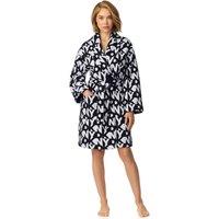 DKNY Women's 96.5cm Long Sleeve Shawl Collar Robe in Black Logo Bonded Sherpa | Size: Large