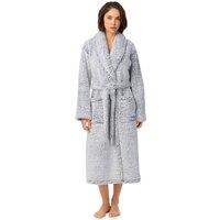 DKNY Women's 122cm Long Sleeve Shawl Collar Robe in Light Graphite Frosted Sherpa in Light Grey | Size: XL